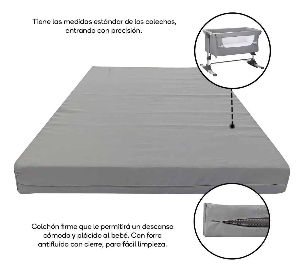 Colchón Para Cuna Colecho 45cm X 80cm Color Gris