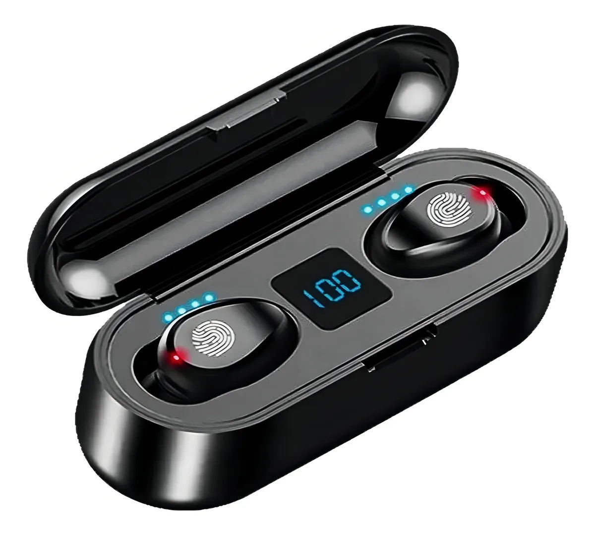 Audífonos in ear inalámbricos F9 negro con luz LED