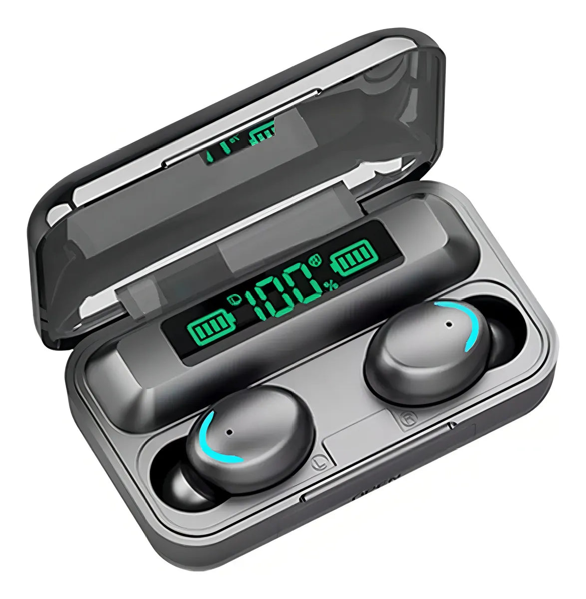 Audífonos in ear inalámbricos F9 negro con luz LED