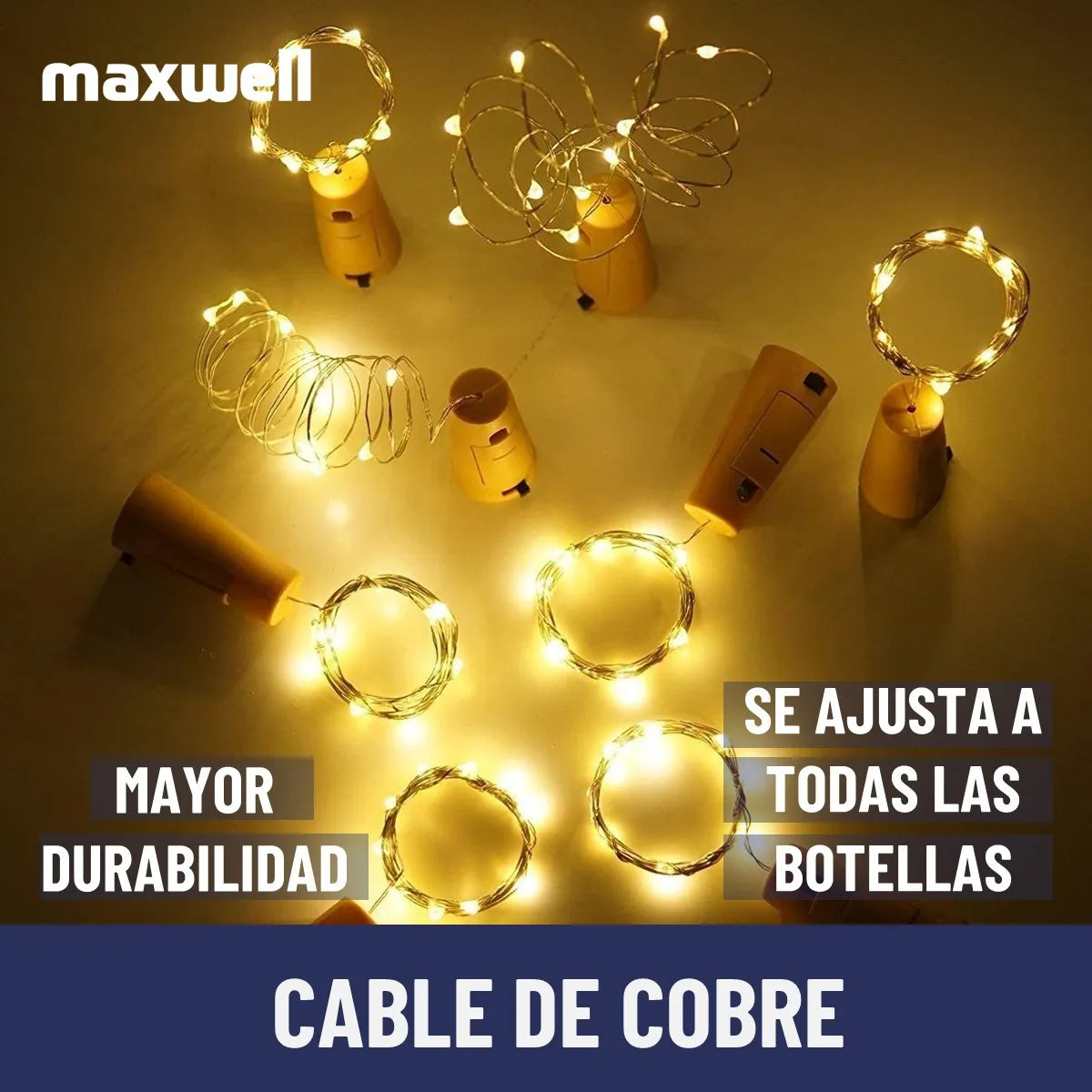 Luces Led Guirnalda Con Corcho Botella Hada X10 Unidades Calida