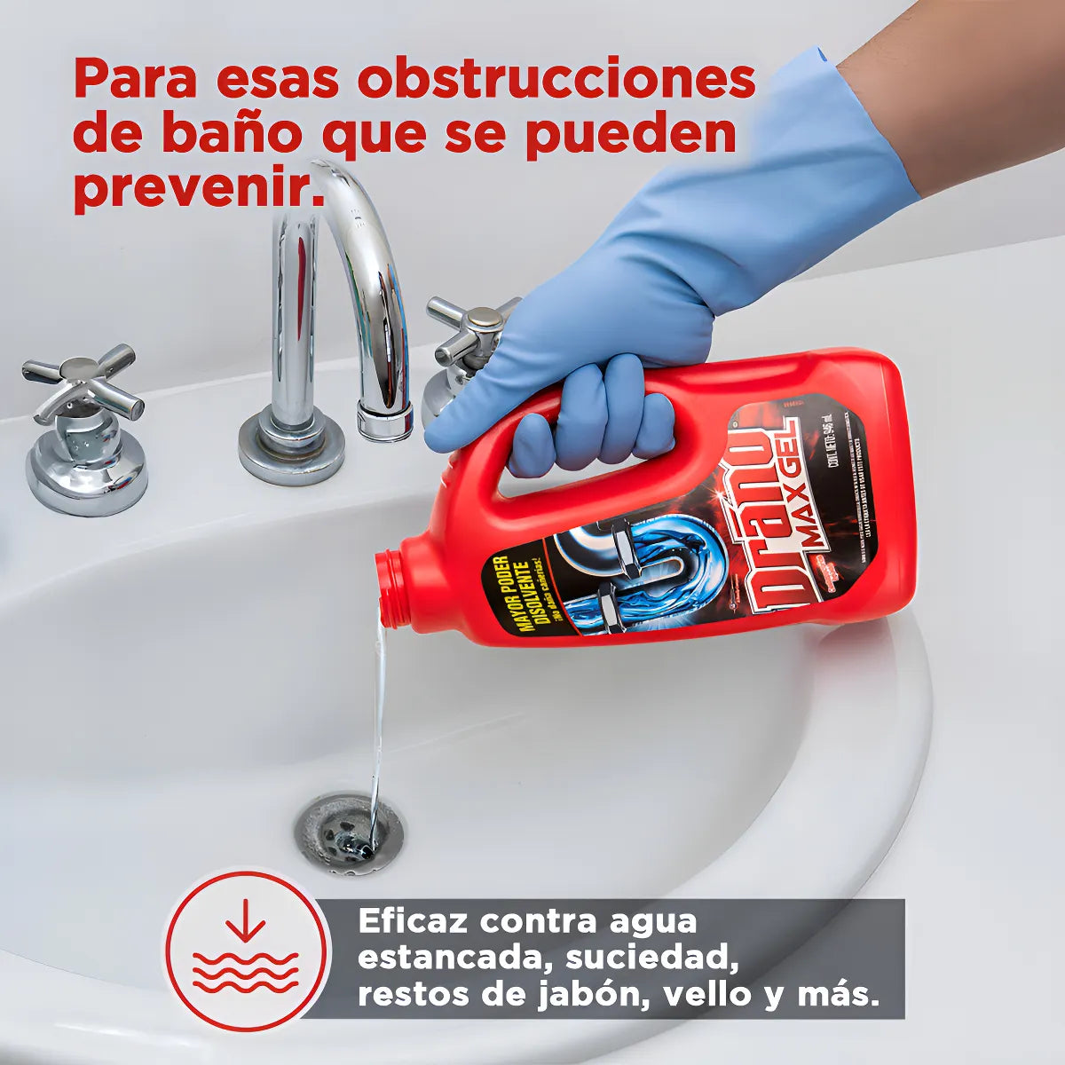 Drano Max Gel Desatascador Líquido para Limpieza de Tuberías de Fregadero o Ducha, 946ml