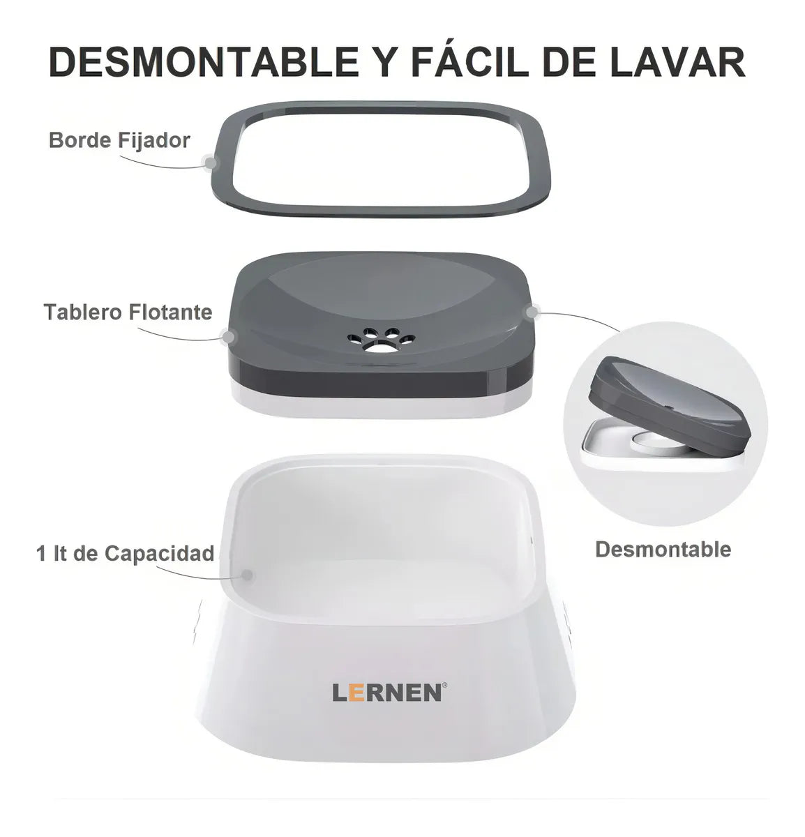 Bebedero Dispensador De Agua Para Perros Y Gatos Color Blanco