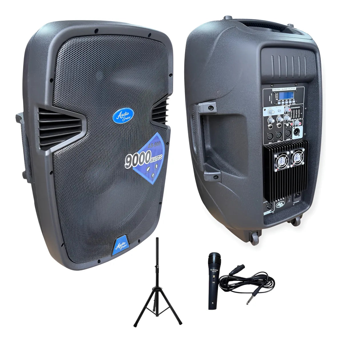 Cabina Activa 15 Audio Sound As-900 Base Y Micrófono 9000w Negro