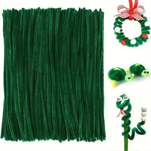 Limpia Pipas Chelines X 100 Unidades Verde Navidad Flores Lisa