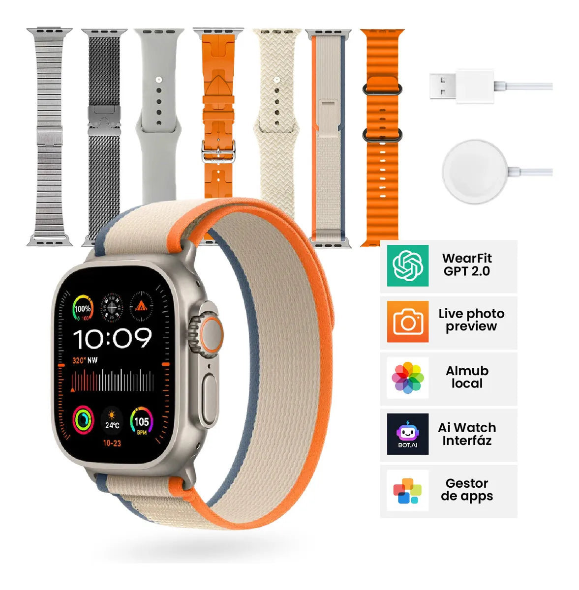 Smartwatch H9 Ultra Plus 49mm + 7 Correas | Nfc, Amoled, Bluetooth 5.0