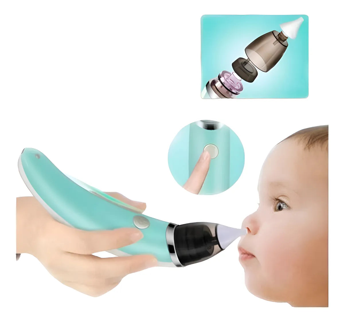 Aspirador Nasal Para Bebés Limpiador Eléctrico De Nariz Colo Verde Claro