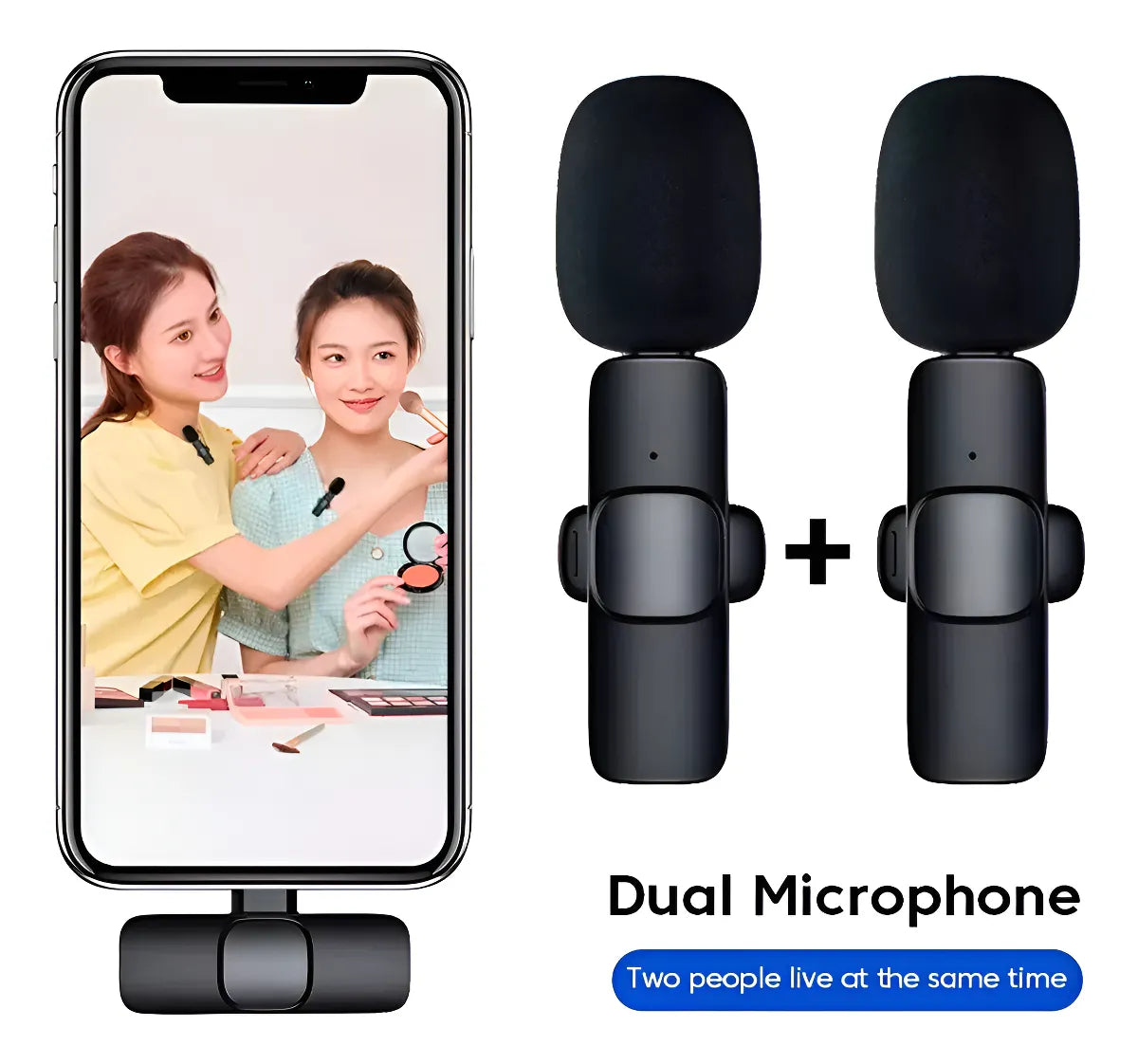 Micrófono inalámbrico de doble solapa Para Celular iphone lightning Versiones anteriores al Iphone 15