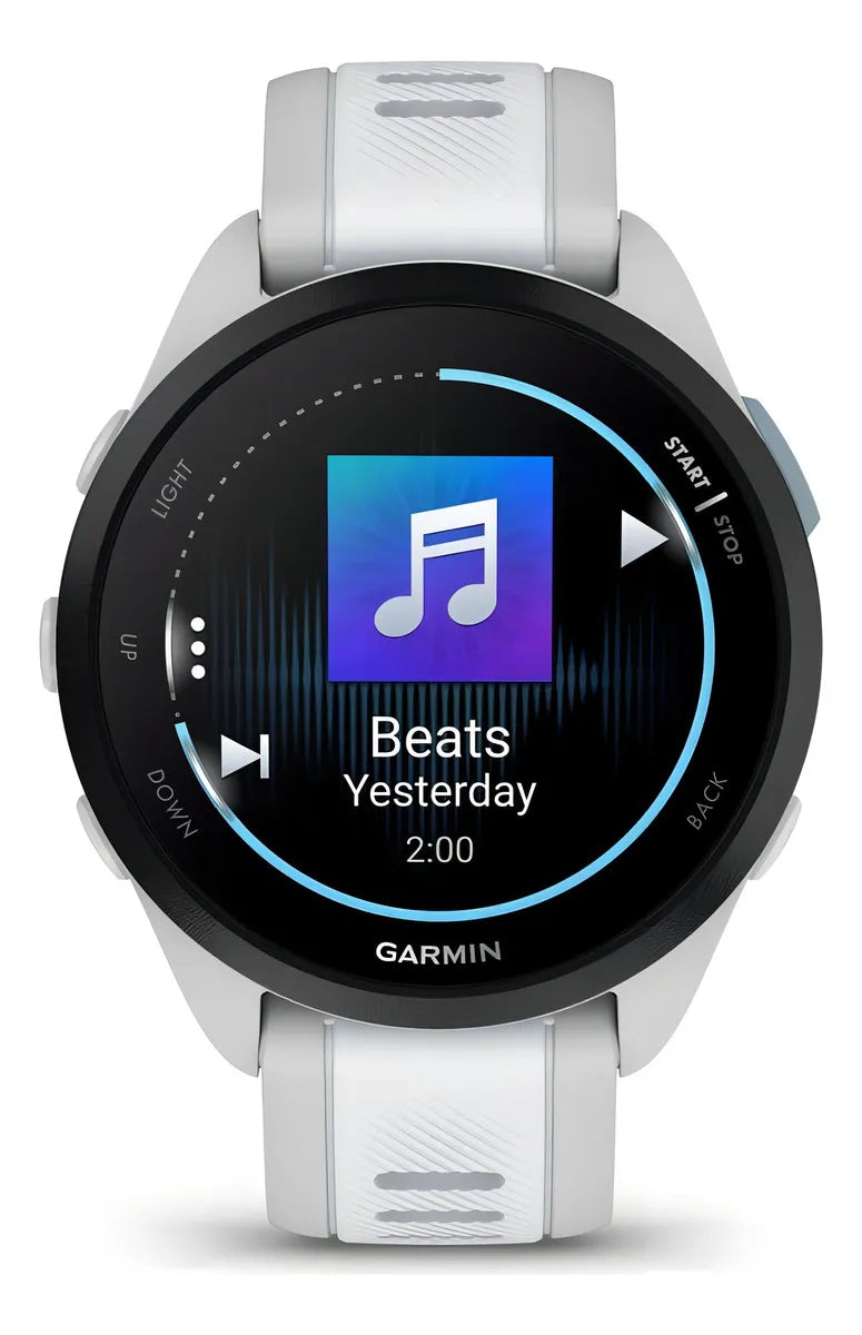 Reloj Garmin Forerunner 165 Music Amoled con bisel blanco y negro