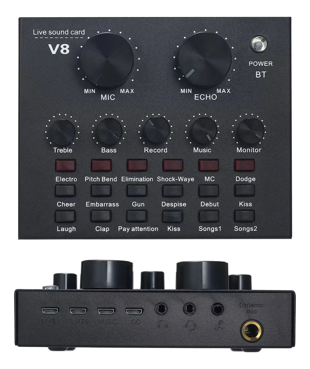 Interfaz Mezclador De Audio Externo Usb Tarjeta De Sonido V8