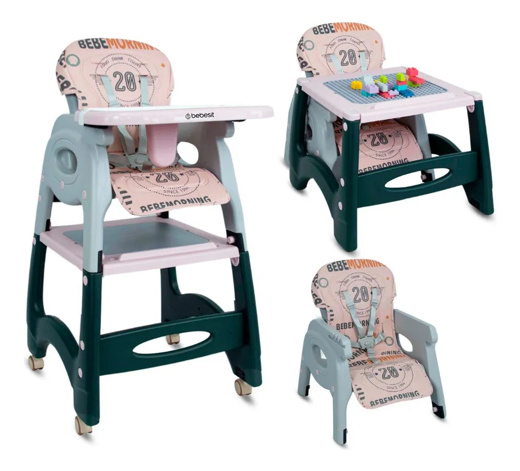 Silla Comedor Bebe 3 En 1 Comedor Escritorio Niña Color Rosa Duo