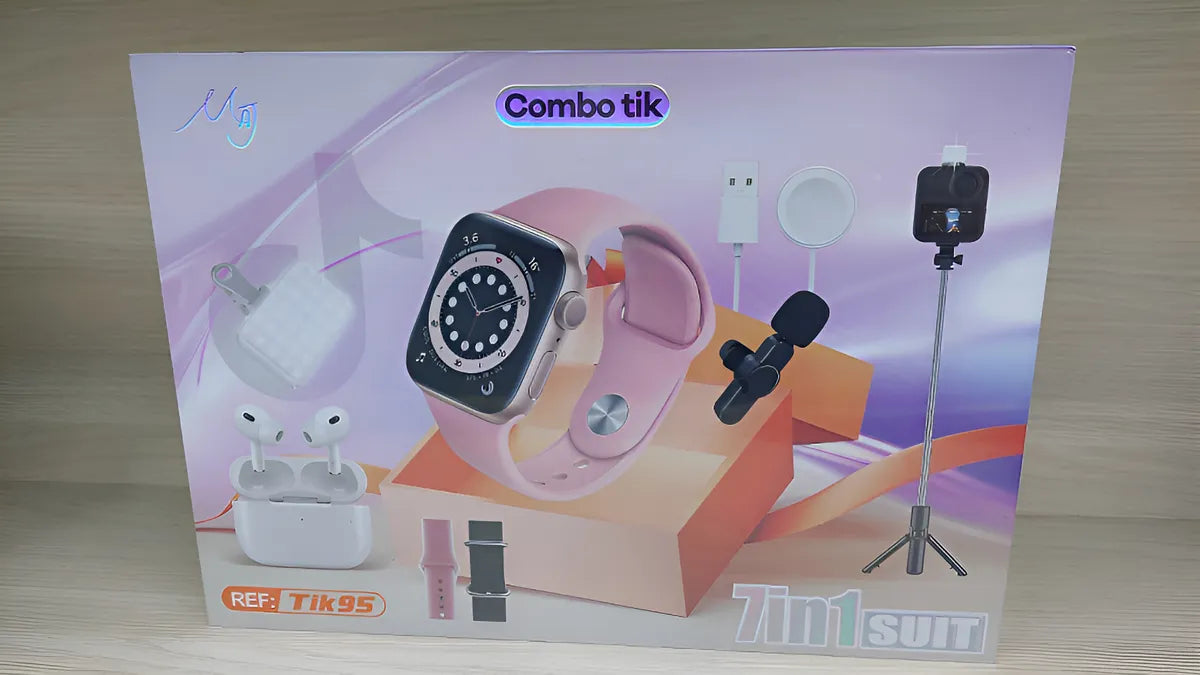 Reloj Smartwatch Combo Tiktok 7 En 1 Rosado Rosado Rosado Milanese