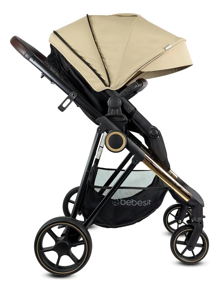 Coche Para Bebe Tipo Moises + Portabebe Cosmos Bebesit Color Beige