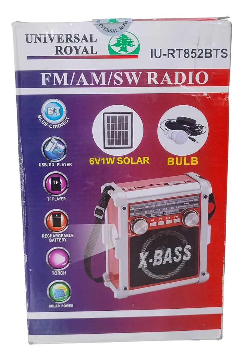 Radio Parlante Solar Retro Bluetooth Linterna Luz Emergencia