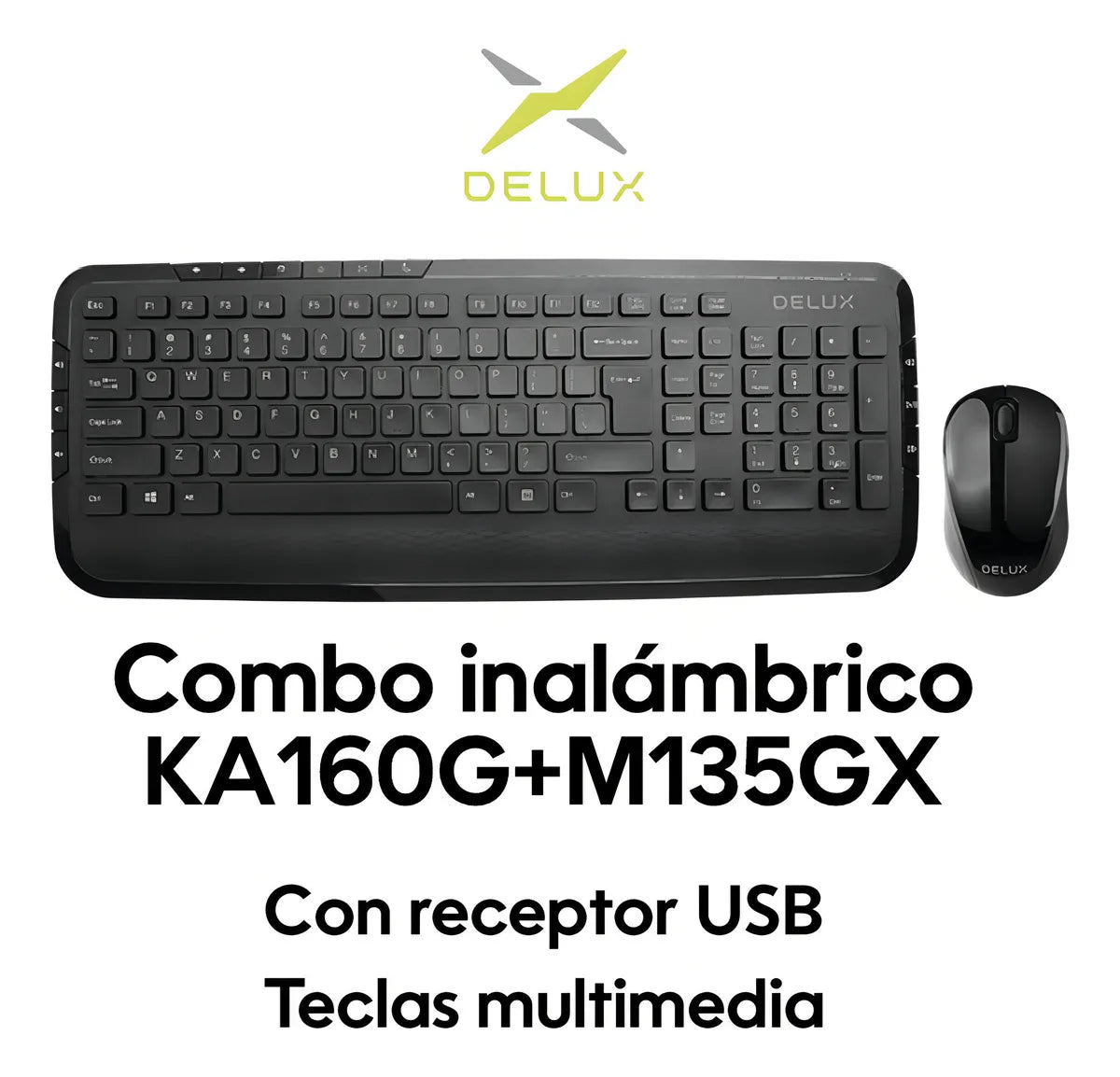 Combo Delux Teclado Slim Multimedia + Mouse + Pad Mouse Xxl Mouse Negro Teclado Negro