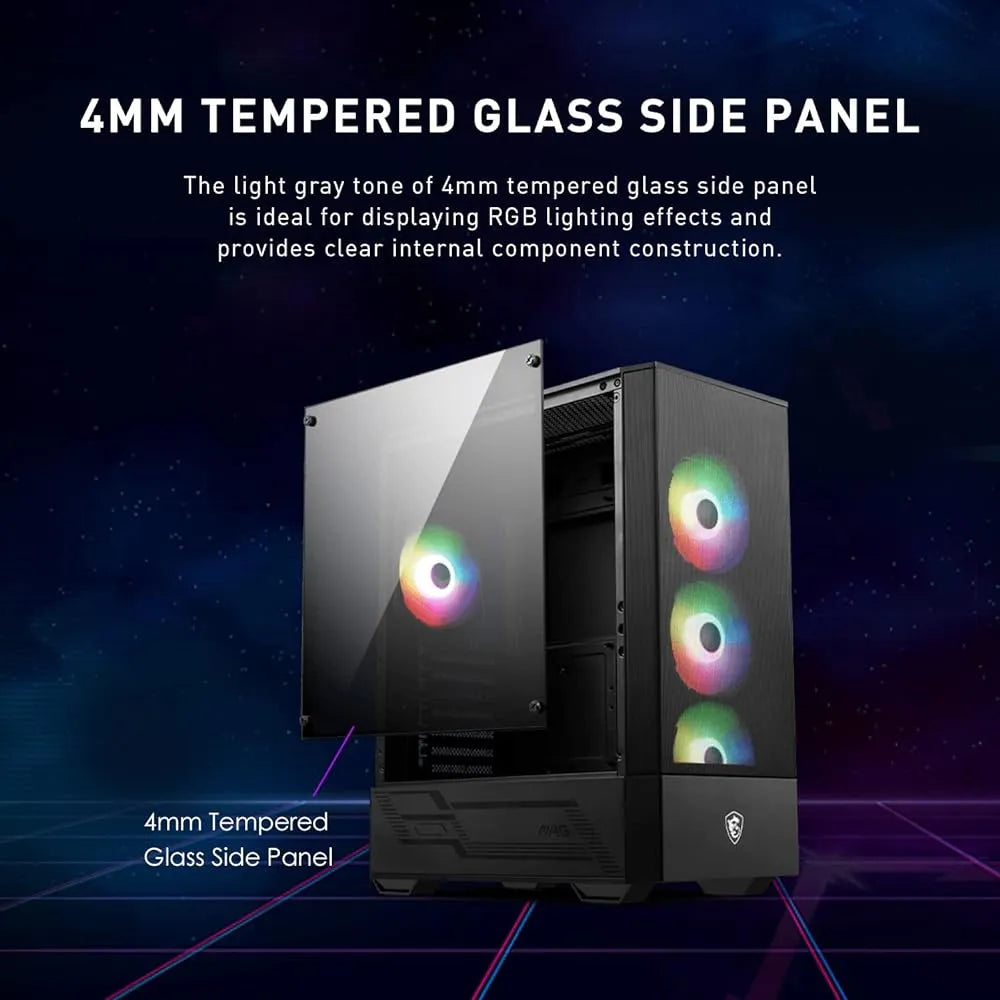 Msi Mid-tower Pc Gaming Case Panel Lateral De Vidrio Templad Black