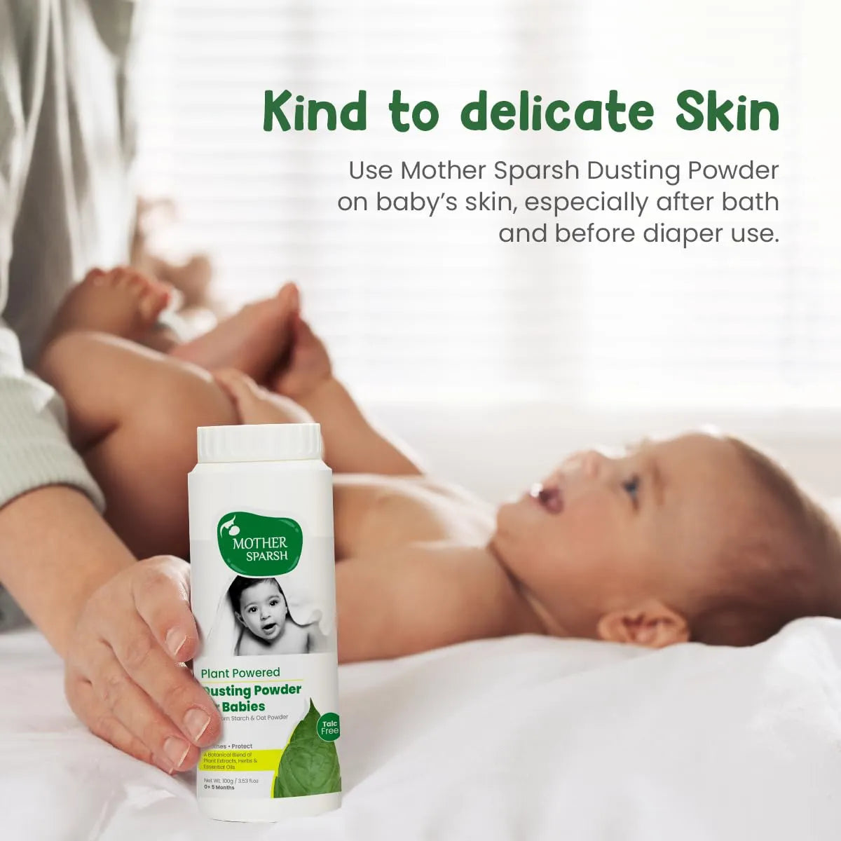 Mother Sparsh Polvo Natural Sin Talco Para Bebes, 3.53 Oz (p