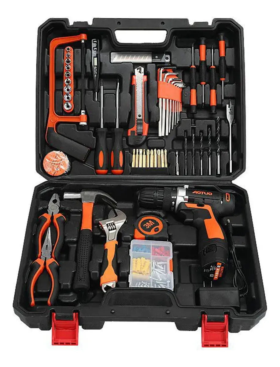 Taladro Destornillador Inalambrico 12 V + Kit De Herramienta Negro