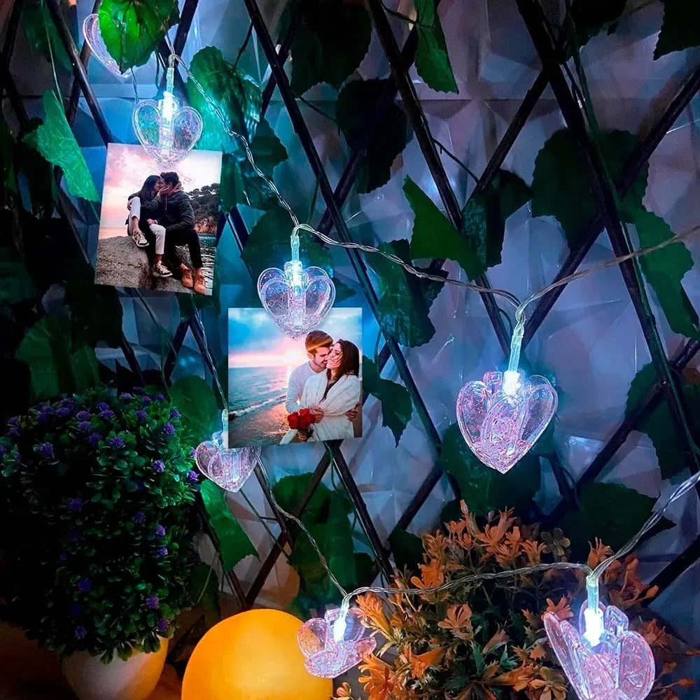 Luz Led Pinzas Fotos Instalación Corazones San Valentín 14