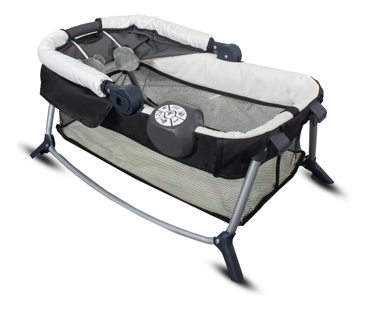 Cuna Corral Bebe + Mosquitero Mecedora y Organizado Negro Bebesit Premium