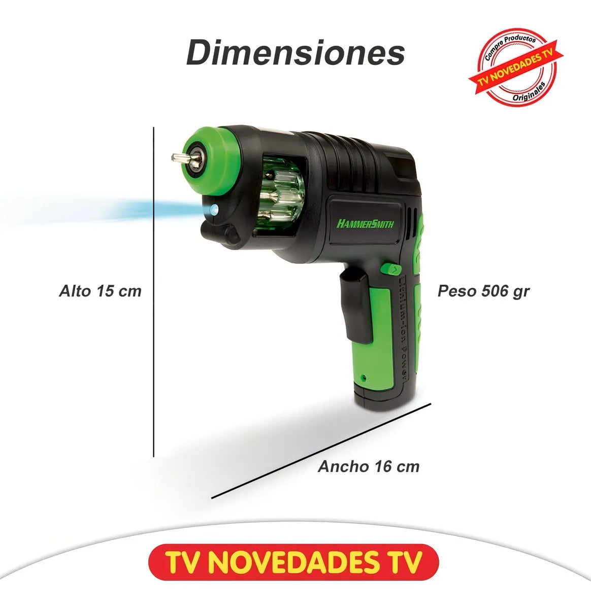 Taladro Destornillador Eléctrico E Inalámbrico Hammersmith Color Negro 100V 240V 6V