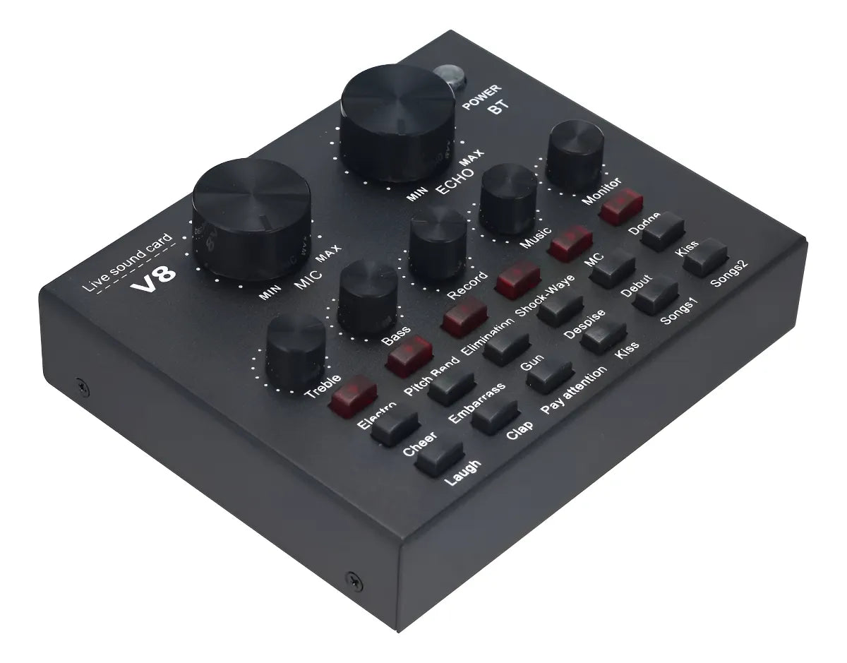 Interfaz Mezclador De Audio Externo Usb Tarjeta De Sonido V8