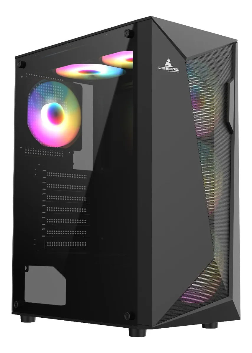 Chasis Gabinete Caja Gamer Iceberg Flow D Negro 4 Fan Argb