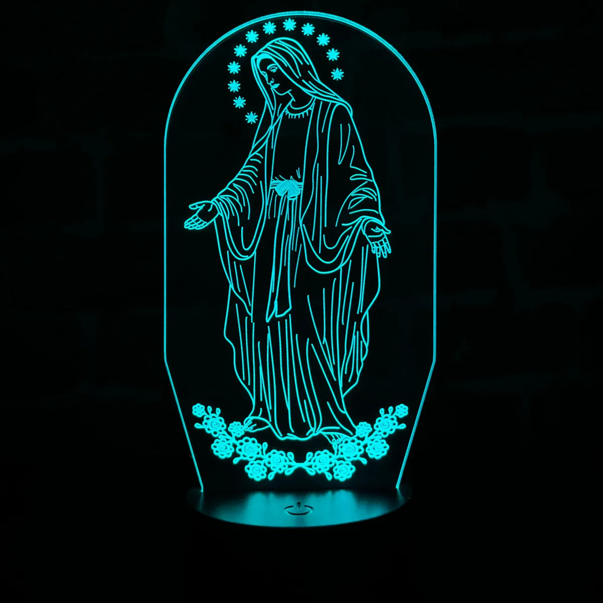 Lámpara Led Virgen Milagrosa Holograma Decoración Regalo Negra