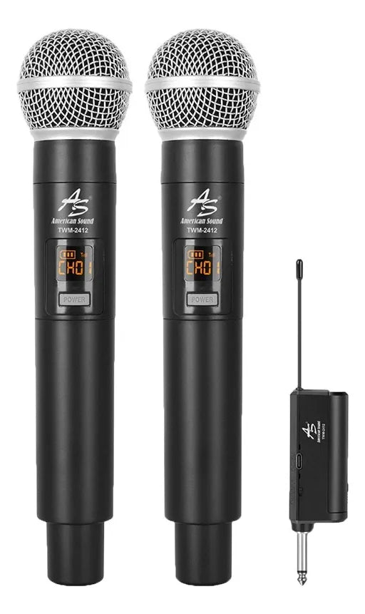 Microfono Inalambrico 2doble Receptor Plug American Sound Color Negro