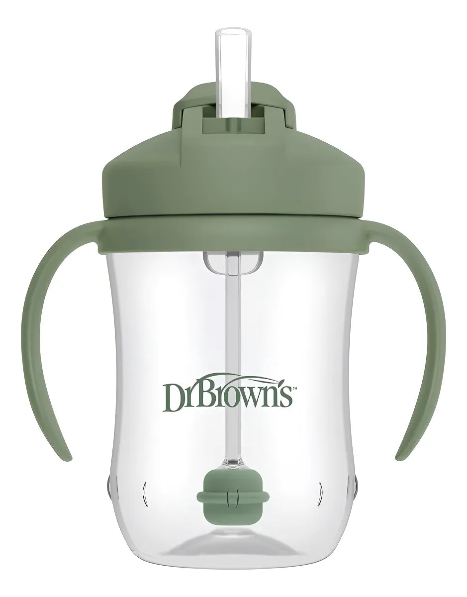 Vaso Entrenador Con Pitillo / 9 Onz Dr. Brown's / 6+ Verde Musgo Lisa