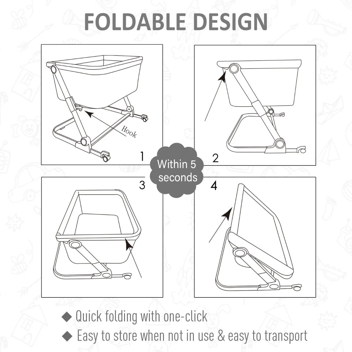Cuna Colecho Qaba Altura Ajustable Plegable Entrega Hoy