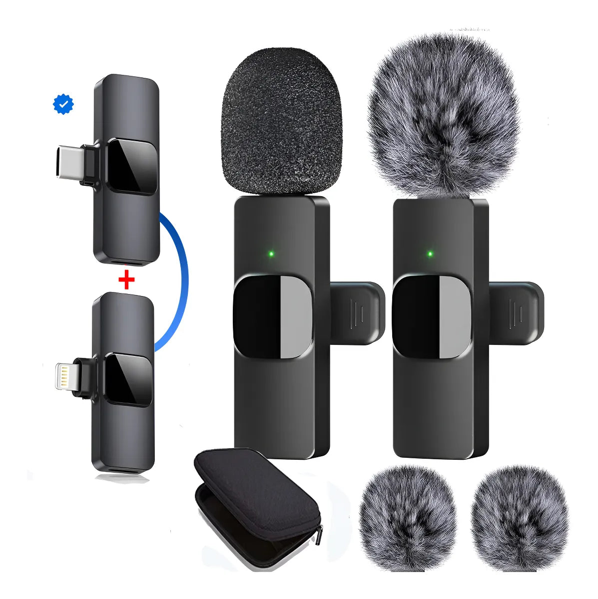 Micrófonos Inalámbricos de Solapa Doble Receptor Para Celular Tipo C iPhone Y Pc Color Negro Gp Product K9pro2024