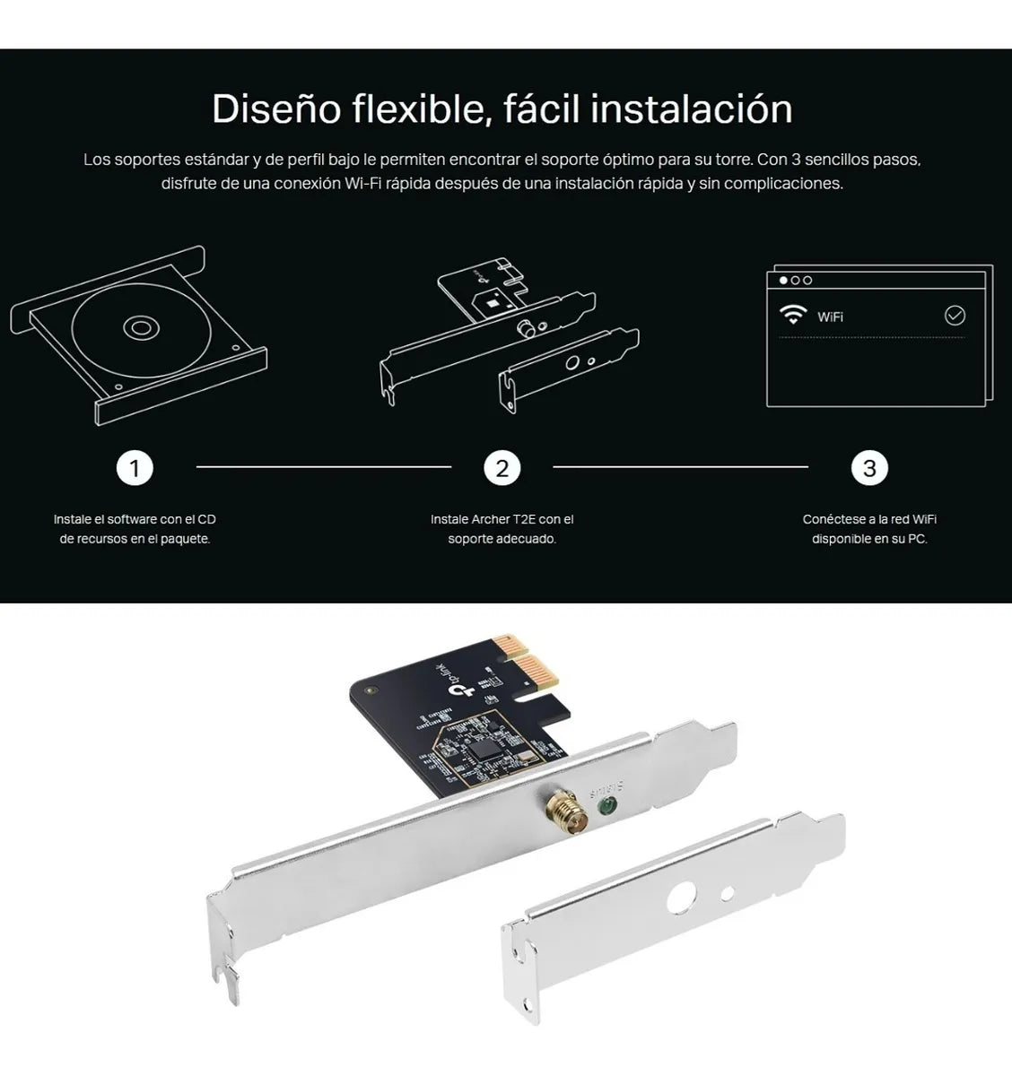 Tarjeta De Red Pci-e Wifi Dualband Ac600, Tp-link Archer T2e