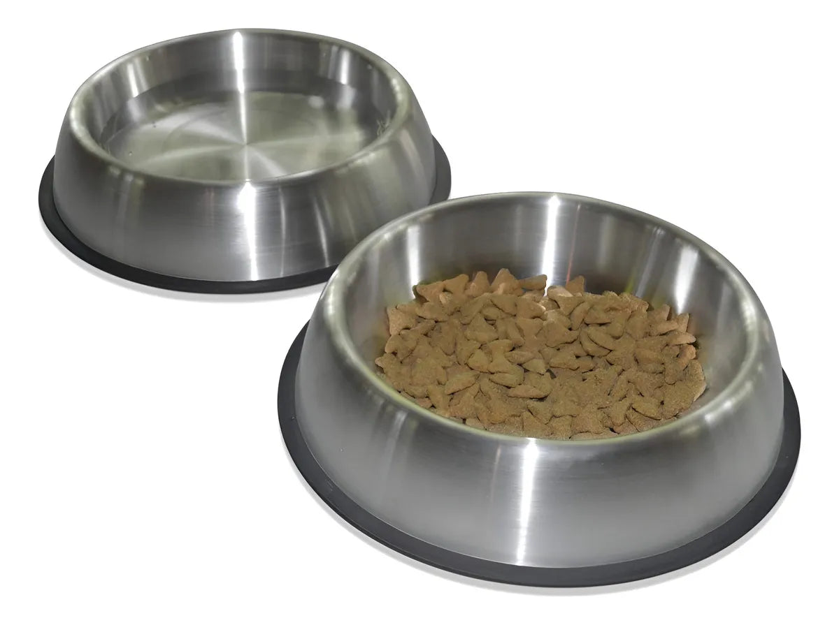 Comedero Plato Perro Grande 21 Cmts Diametro En Acero Color Plateado