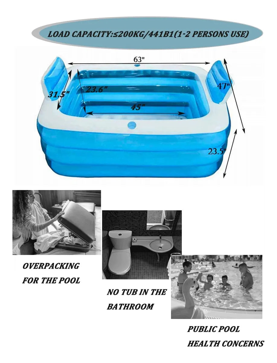 Banera Inflable Doble Para 2 Personas, Aire Electrica Y Repo