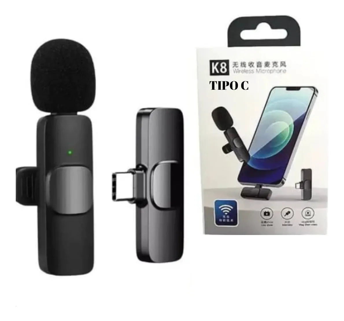 Micrófono Lavalier Inalámbrico Reducción De Ruido Tipo C Color Negro