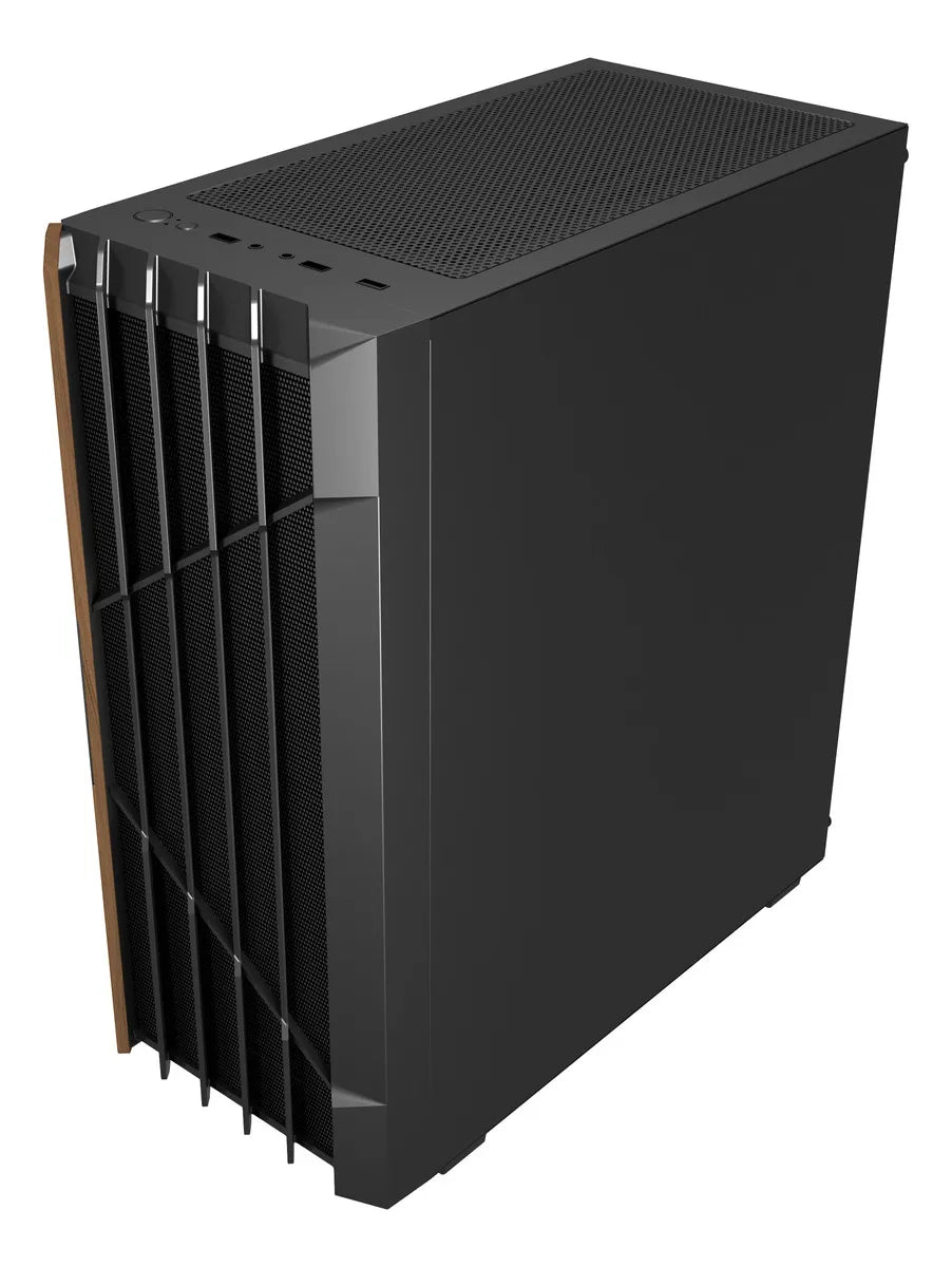 Gabinete Chasis Iceberg Wood Core X6 Ventiladores Argb Negro
