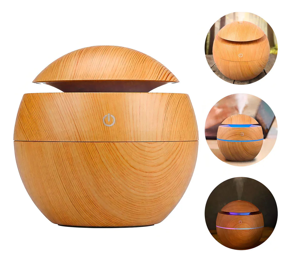 Humidificador y Aromatizador de Aire Relet Humificadores Ultrassônico USB Redondo con voltaje de marrón