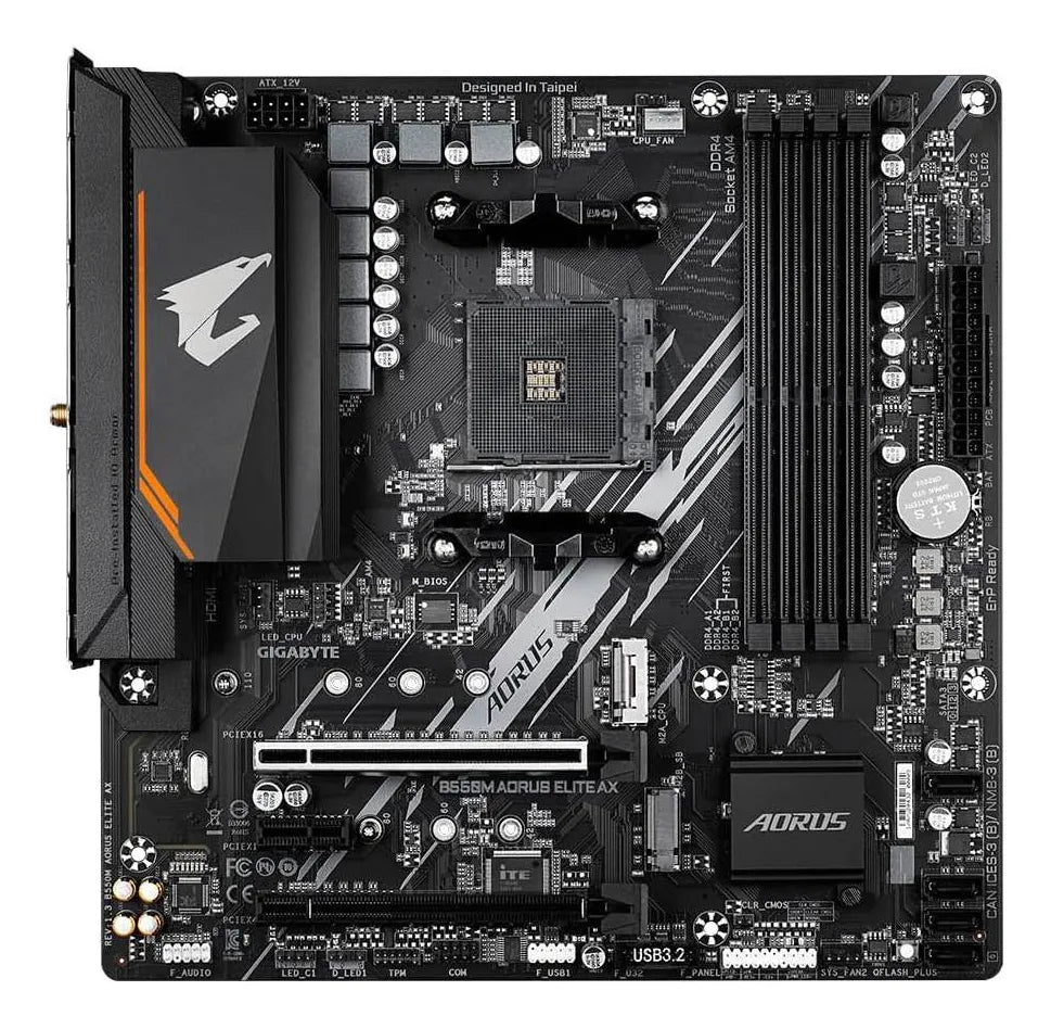 Placa base Gigabyte B550m Aorus Elite Ax Wifi y Bluetooth AM4, color negro