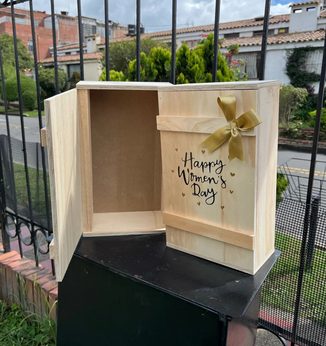 Caja Vino Madera Para Regalo Dia De La Mujer 34x20x10 Cm Día De La Mujer