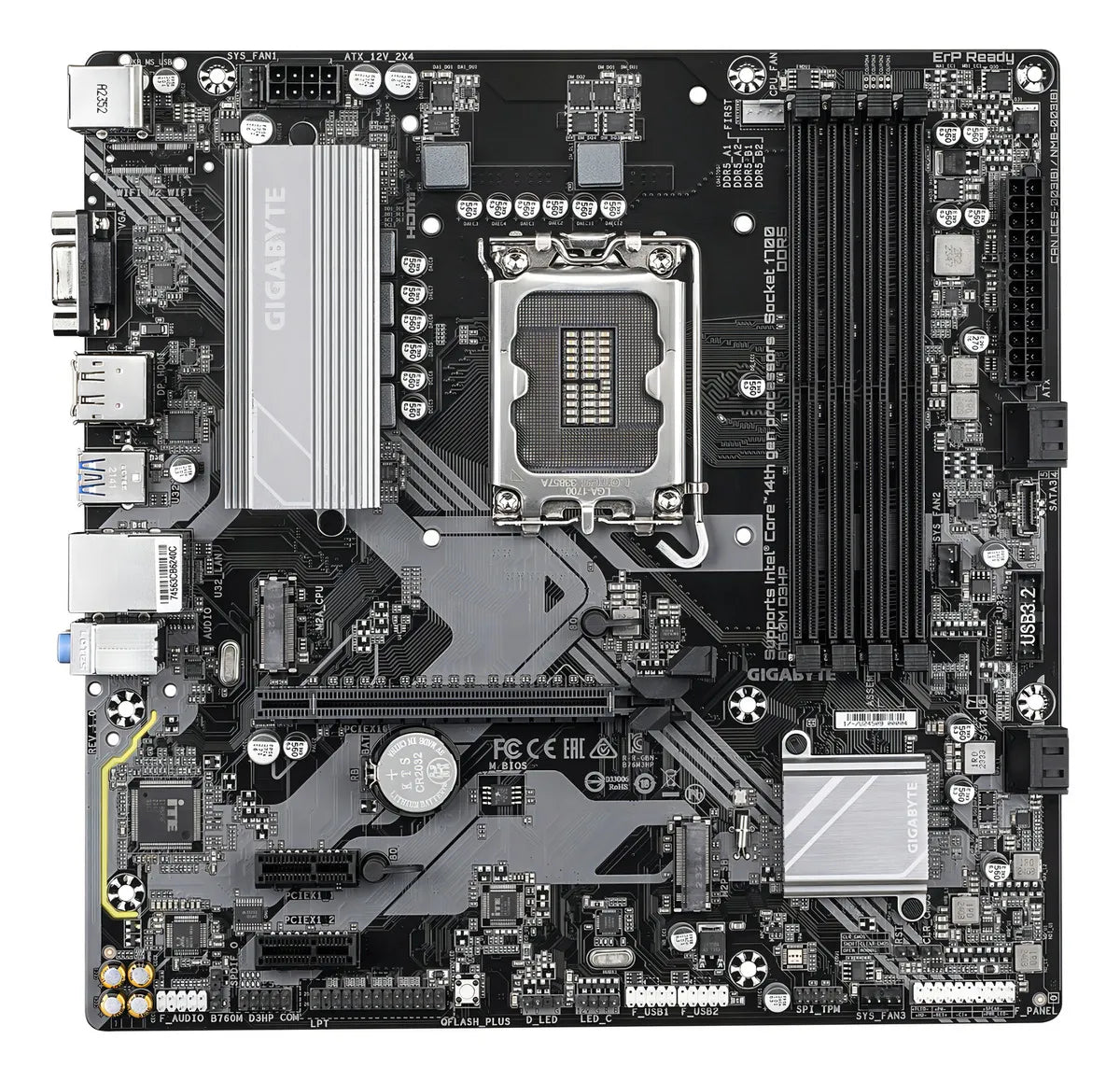 Mother B760m D3hp Ddr5 Gigabyte 13gen S1700 Intel Acuario Color Negro