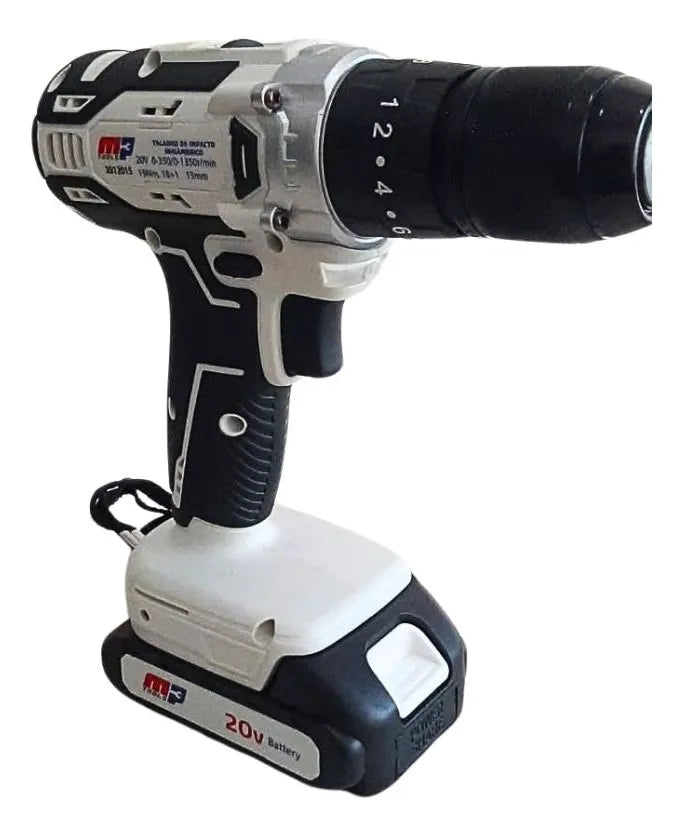 Taladro Percutor Inalámbrico Mpt 1/2 Con Maletín 20v - Blanco