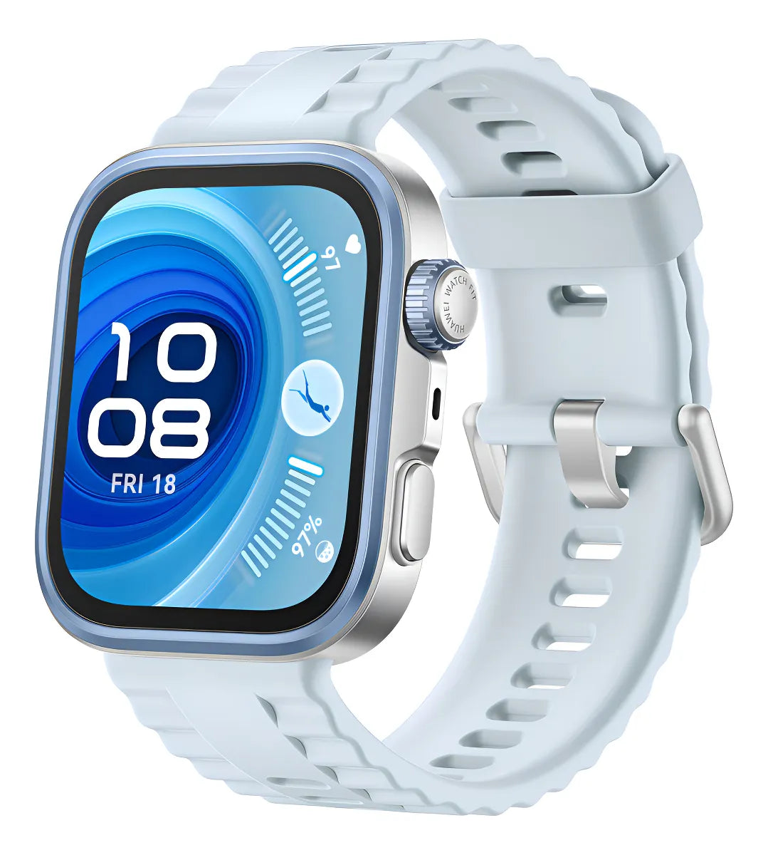 Smartwatch Huawei Watch Fit 4 Pro Azul Caja Gris Malla Azul claro Bisel Negro Diseño de la malla Fluoroelastómero