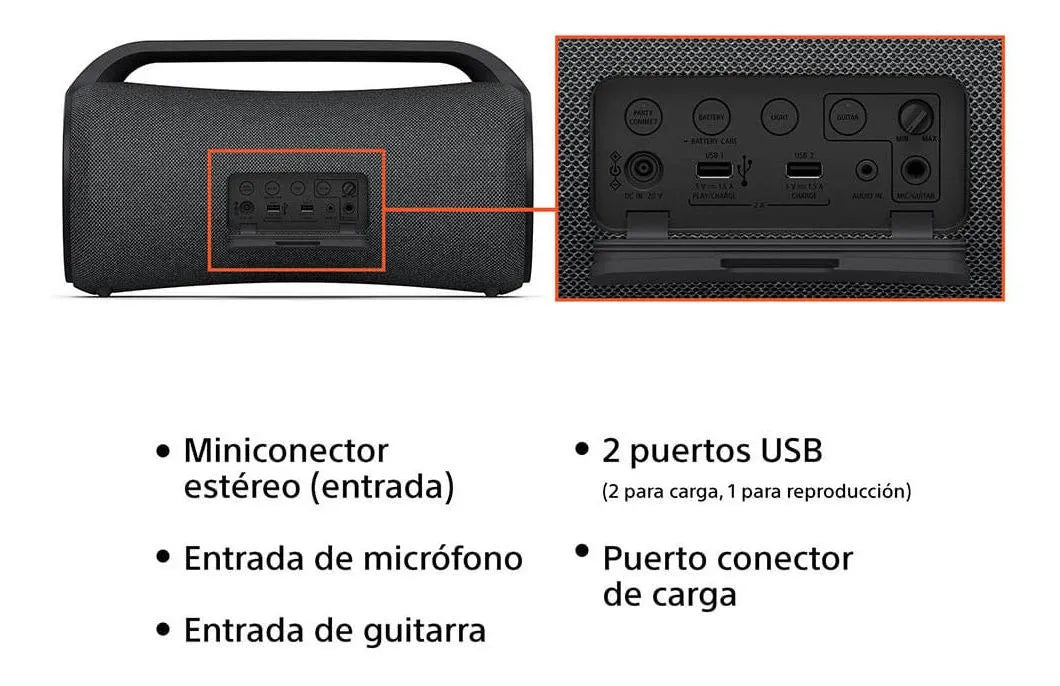 Parlante Sony Bluetooth Resistente Al Agua | Srs-xg500 Color Negro