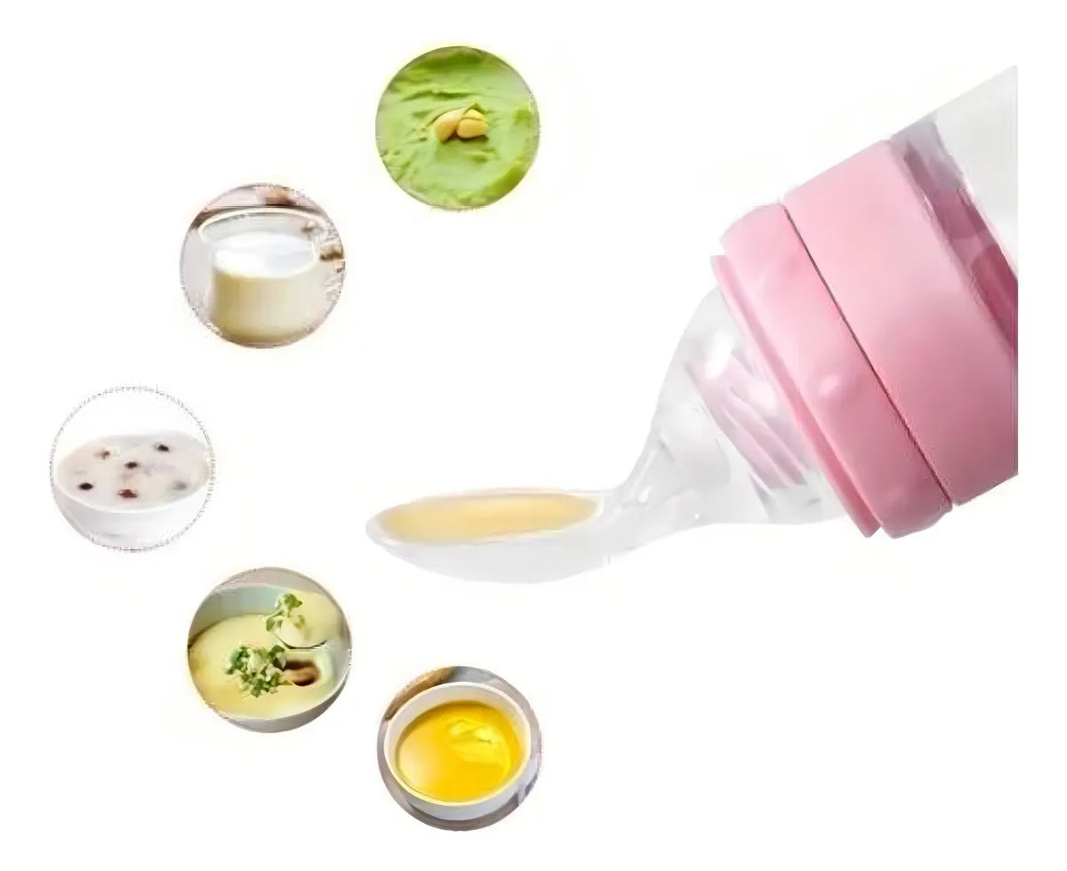 Cuchara Biberon Para Papilla Alimentador De Bebe En Silicona Color Colores Normal