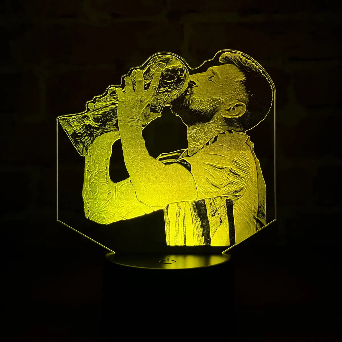 Lámpara De Noche Led Messi Mundial Fútbol Regalo Holograma Negra
