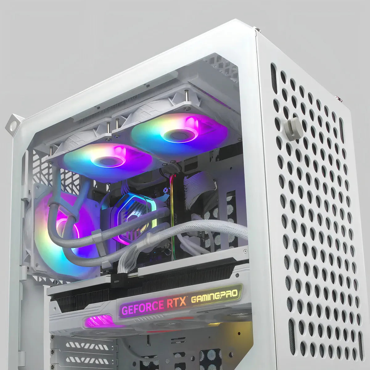 Enfriador De Líquido Aio Coolermaster Masterliquid 240 Atmos White Argb De Circuito Cerrado, Bomba Personalizada, Ventiladores Pwm De Borde Falso, Radiador De 240 Mm, Cryofuze, Amd Ryzen Am5/am4