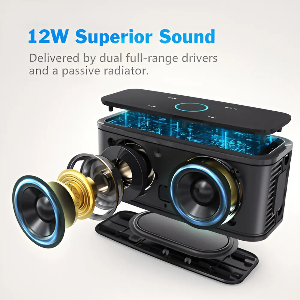 Bocina Bluetooth Doss Soundbox 12w Ipx4 12 Horas Bateria Color Negro
