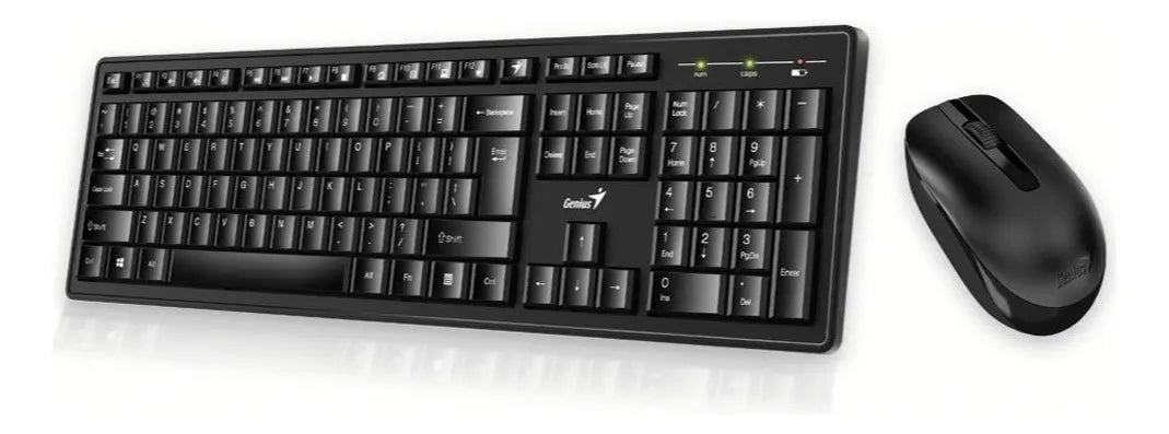 Kit de teclado y mouse inalámbrico Genius KM-8100 Español Latinoamérica de color negro