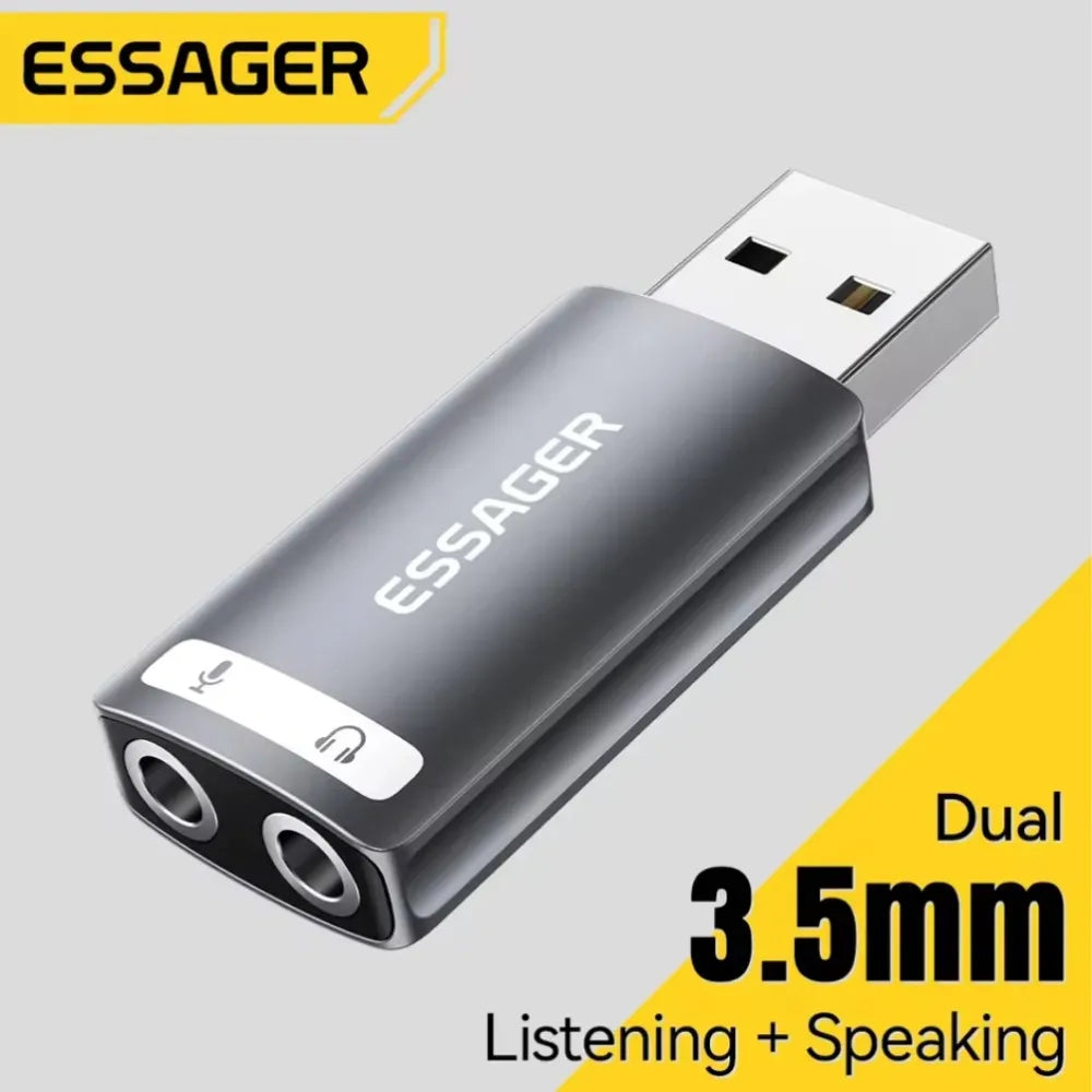 Adaptador Usb A Jack 3.5 Tarjeta De Sonido Microfono Externa