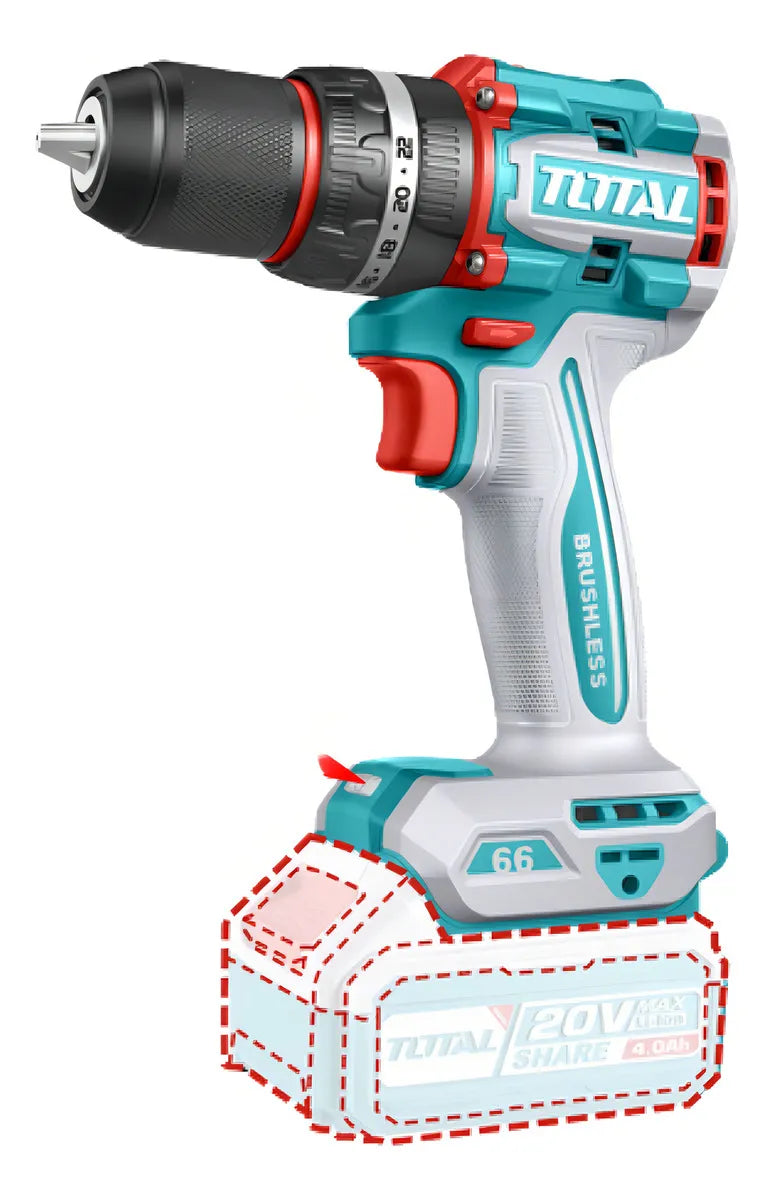 Taladro Percutor 1/2 66nm+ Kit De Herramientas 165 Pzs Total Color Turquesa Frecuencia 50 Hz/ 60 Hz